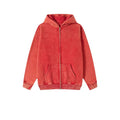 Men's zip-up hooded cardigan in cotton with fleece lining, shown in dark green