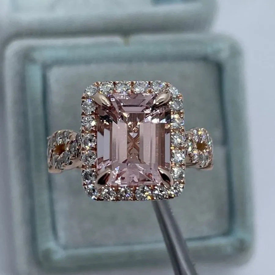 Rose gold geometric alloy ring showing electroplated finish and contemporary design
