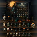 Halloween horror advent countdown box with plastic and resin construction showing blind box packaging