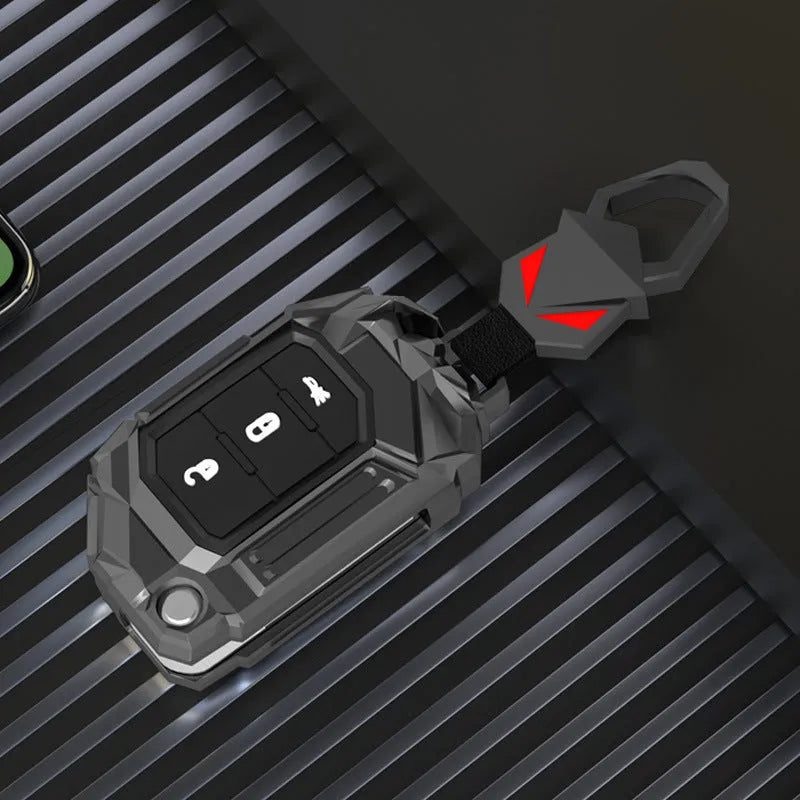 Zinc alloy car key sleeve for Jeep Wrangler fob in black with button cutouts