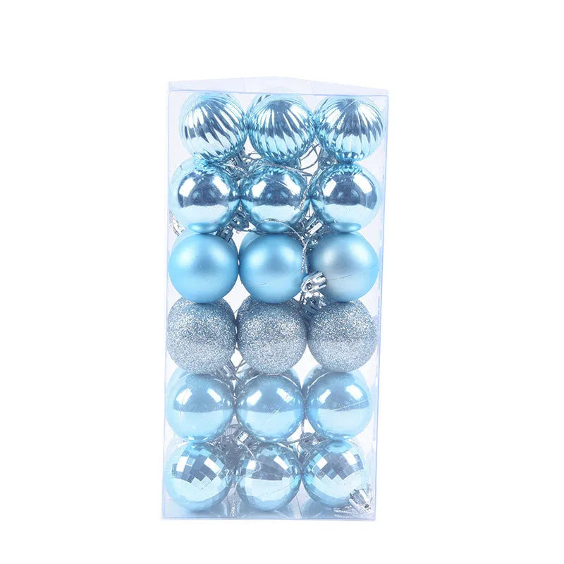 36 Christmas colour balls in whole box set, 4cm diameter, assorted colours for tree decoration
