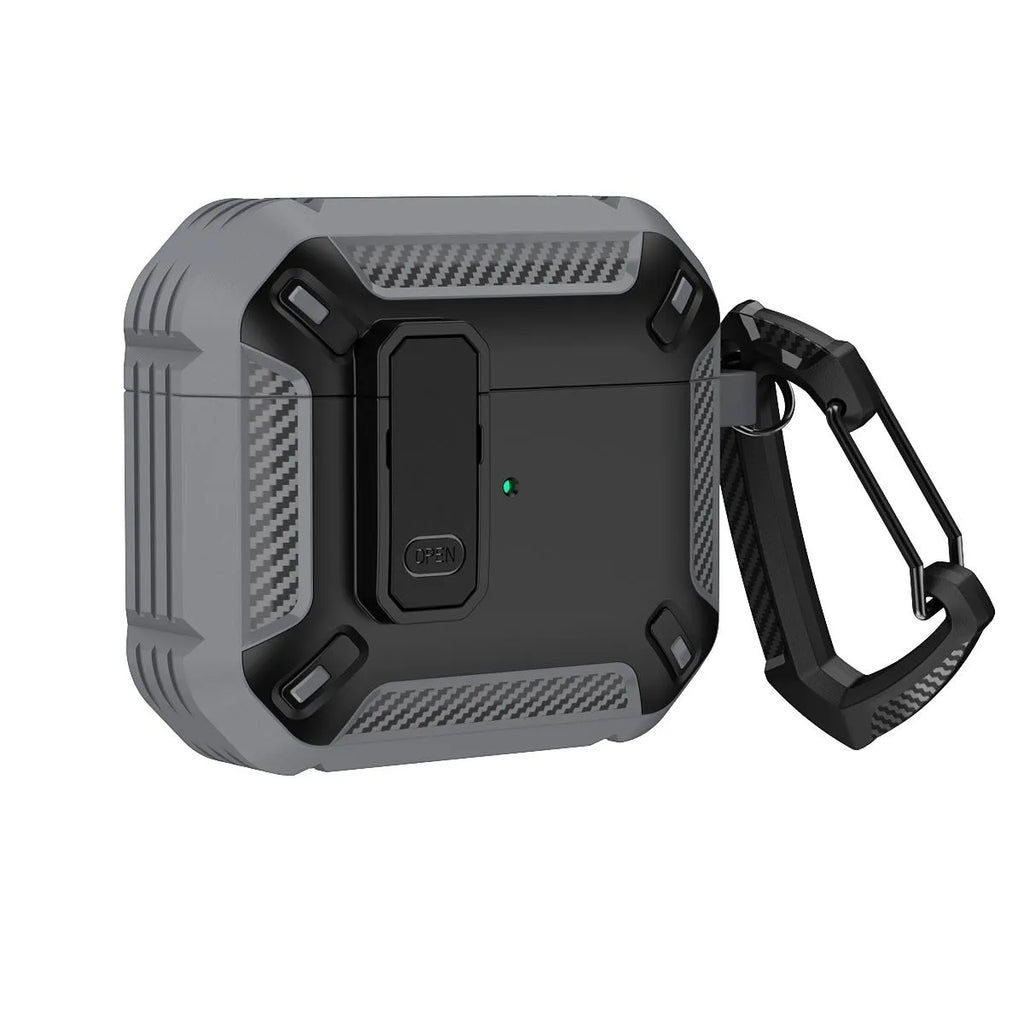 Protective plastic shell for Apple AirPods charging case showing two-tone colour options