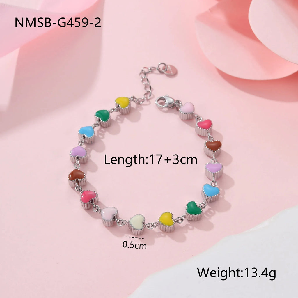 Gold and steel colour heart-shaped titanium steel bracelet for women