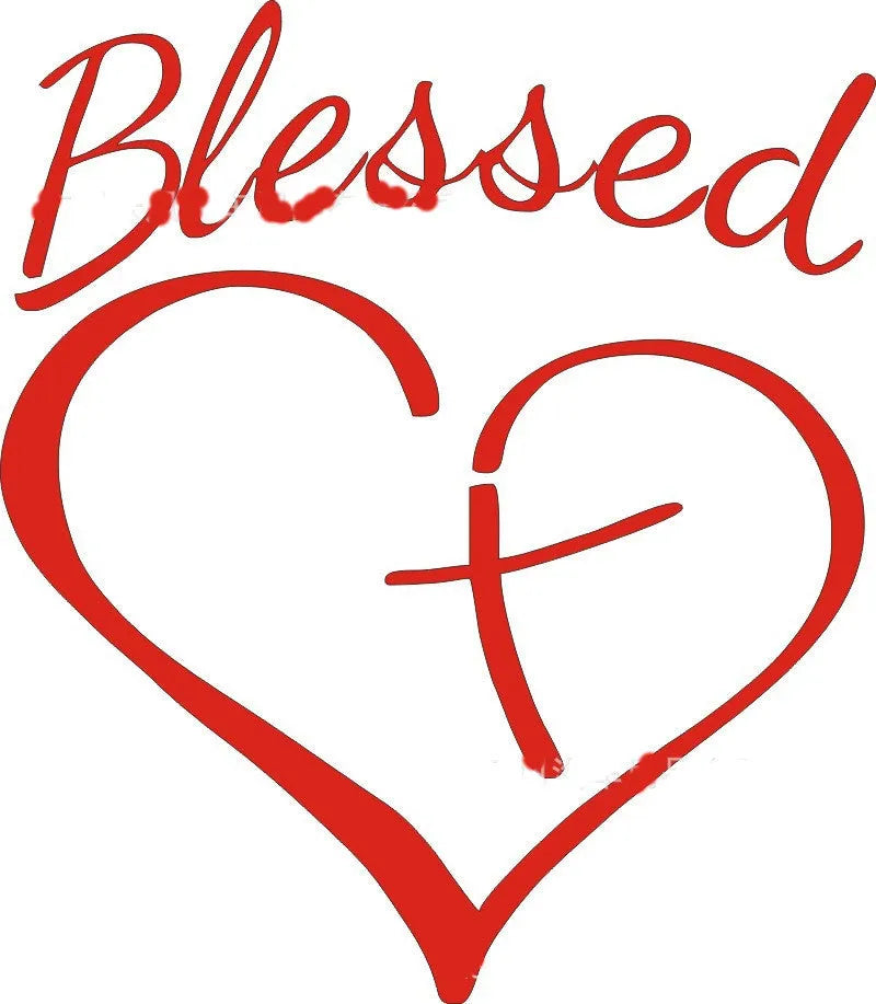 Faith Hope Love heart-shaped wall sticker in black, white or red colour options