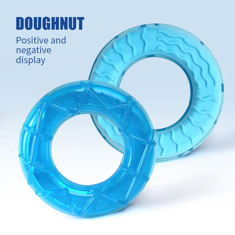 Dog cooling popsicle toy set with water-filled ice sticks including pacifier, popsicle and ring designs