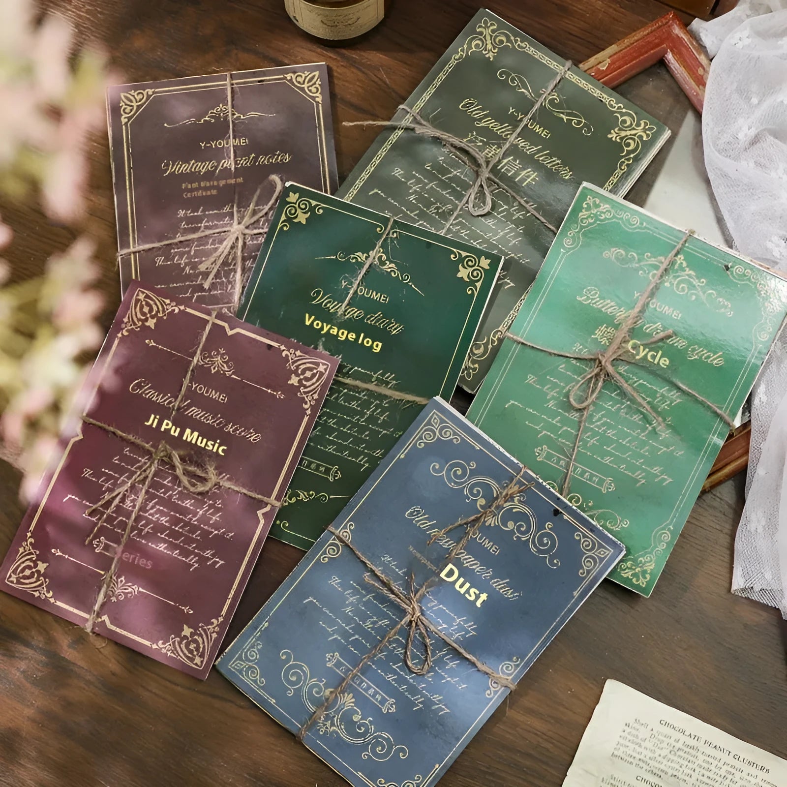 Retro classical letters paper decoration for journals in vintage colours