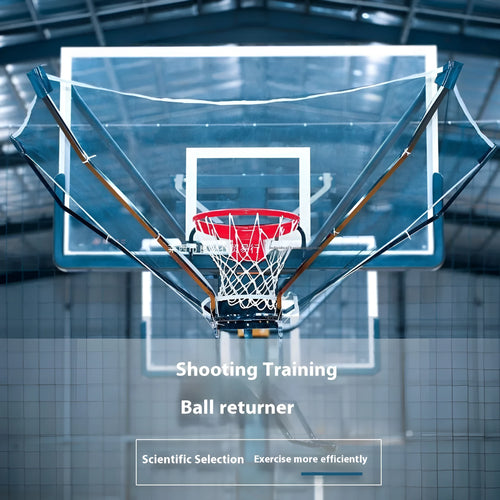 Continuous pitching automatic basketball shooting trainer with ball return function hanging from ceiling