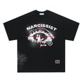 American retro hip hop gothic pure cotton T-shirt with letter design in black and white colour options