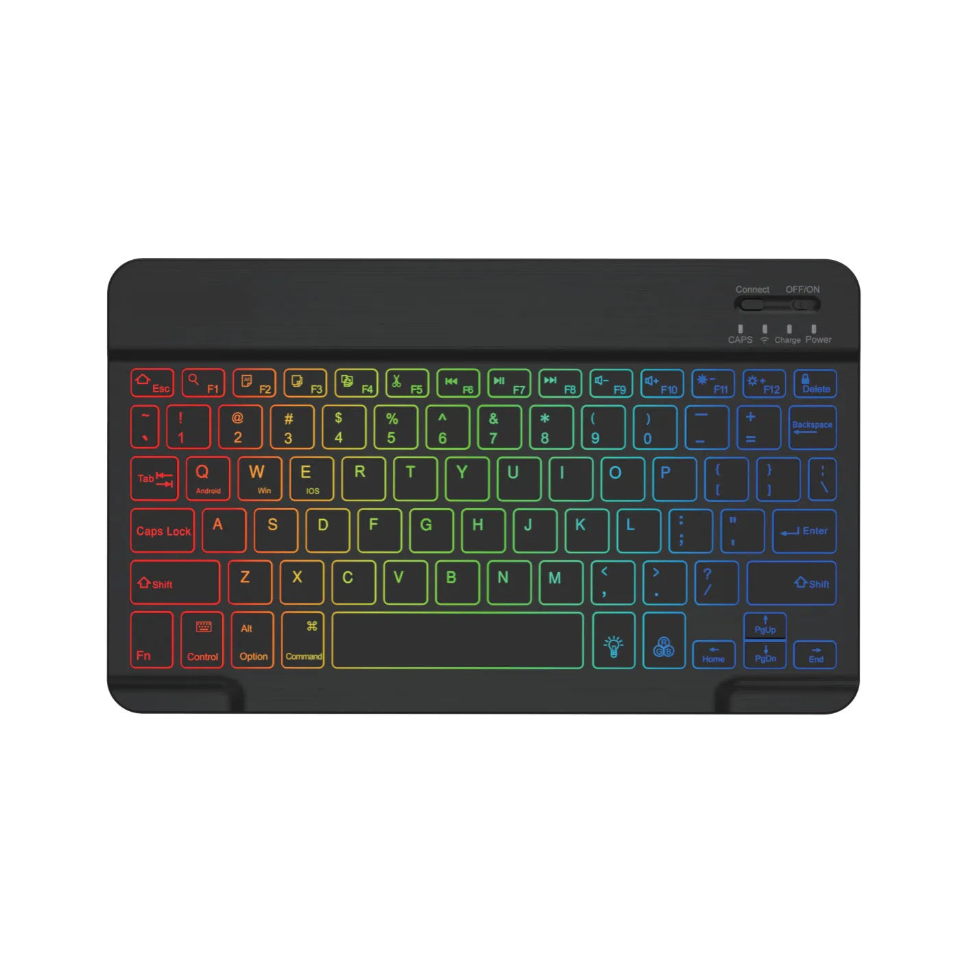 10-inch Bluetooth keyboard for tablets with colourful backlight in one of eight body colour options