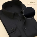 Men's black slim fit cotton business shirt with long sleeves in cardigan style