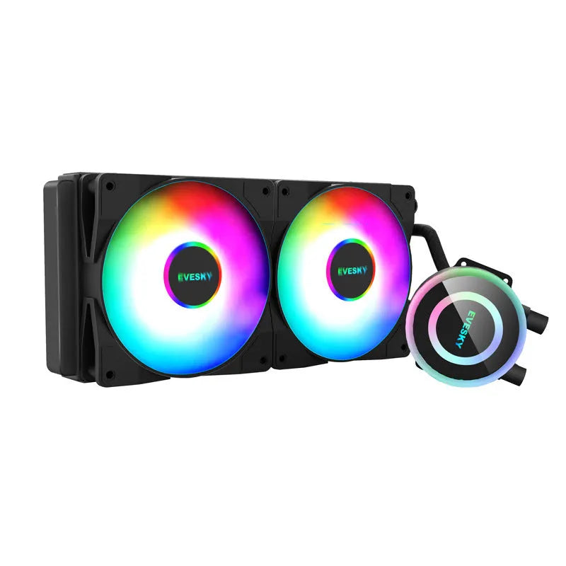 Aluminium CPU radiator fan with RGB lighting for desktop computer cooling
