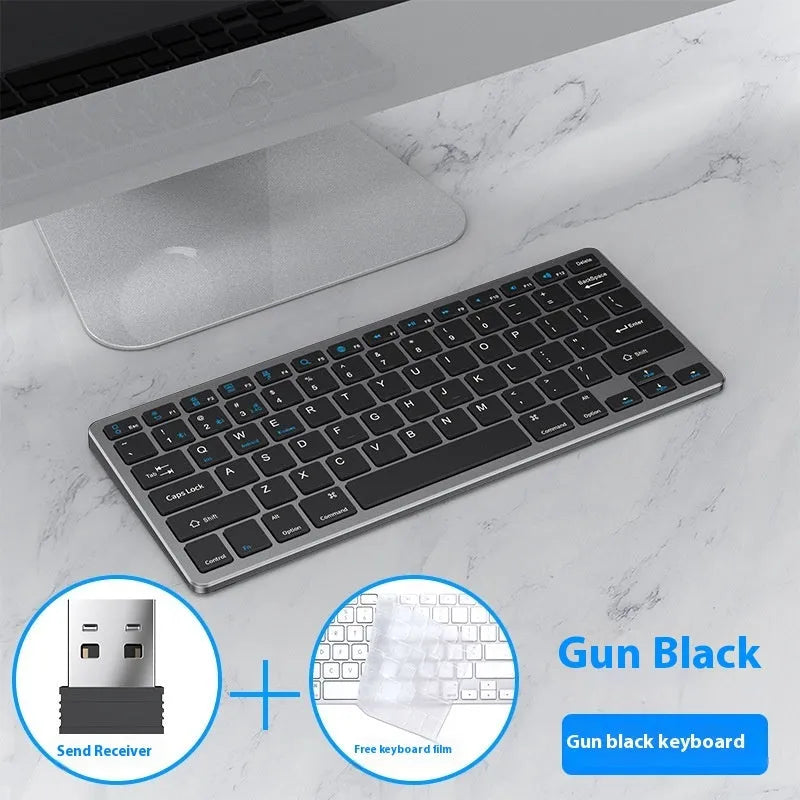 Ultra-thin wireless keyboard and mouse suit in black, gun colour, or silver with keyboard cover