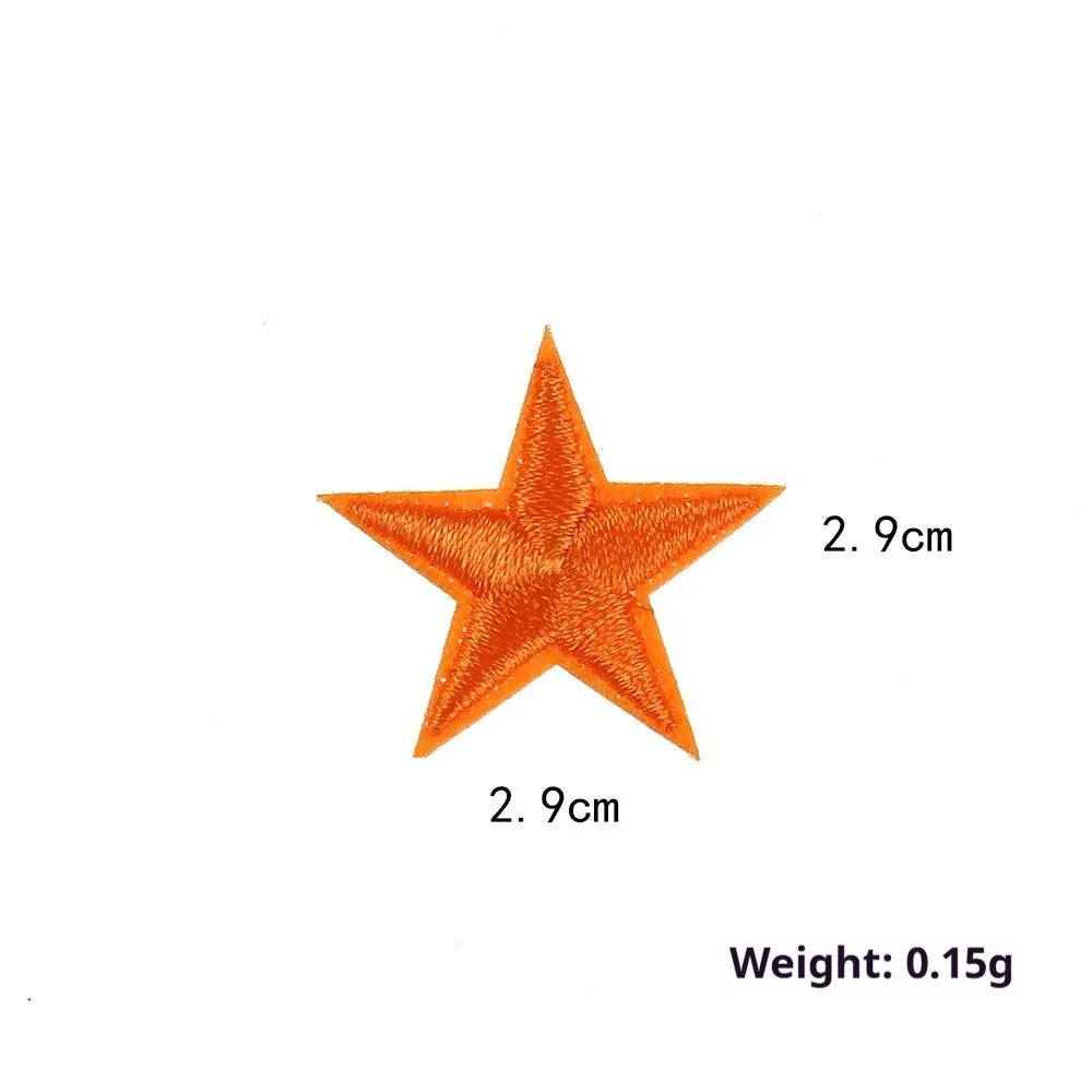 Five-pointed star embroidery label cloth stickers in assorted colours for clothing decoration