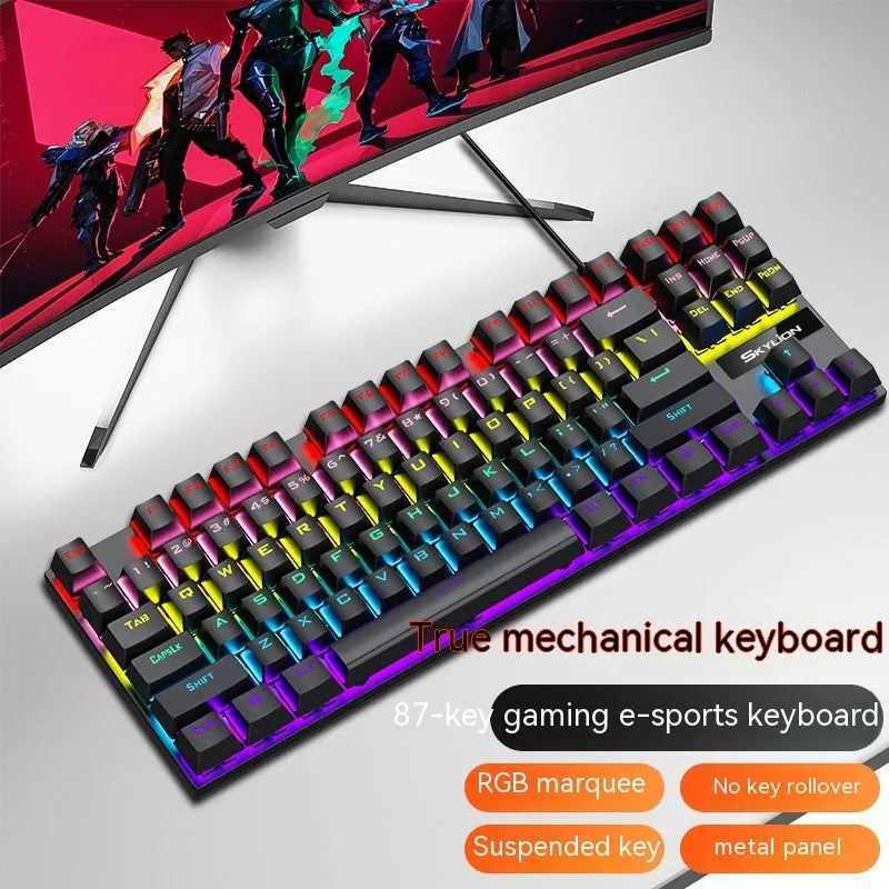 K87 mechanical keyboard in selected colour with green or red switches and metal case