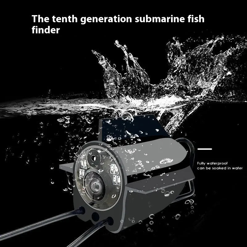 Underwater fish finder HD camera with 4.3-inch screen and temperature sensor on a fishing boat.