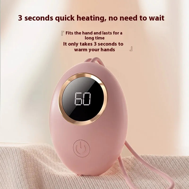 USB hand warmer with digital display in charming blue, portable mini heating pad