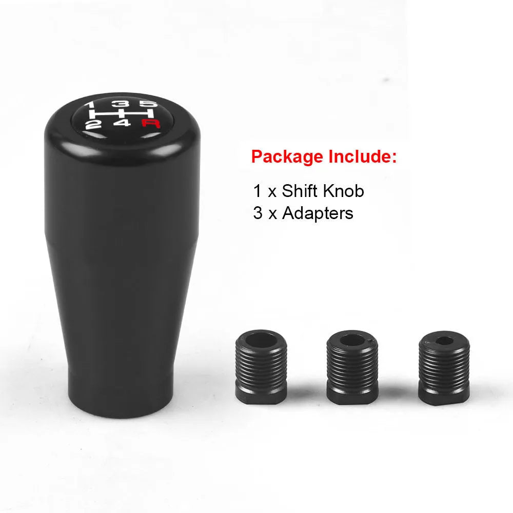 Aluminium alloy universal gear head shift knob in five colours with three adapters for manual cars