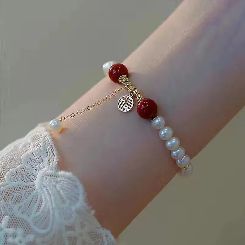 Chinese style bamboo leaf glass bracelet for women with a bamboo joint design.