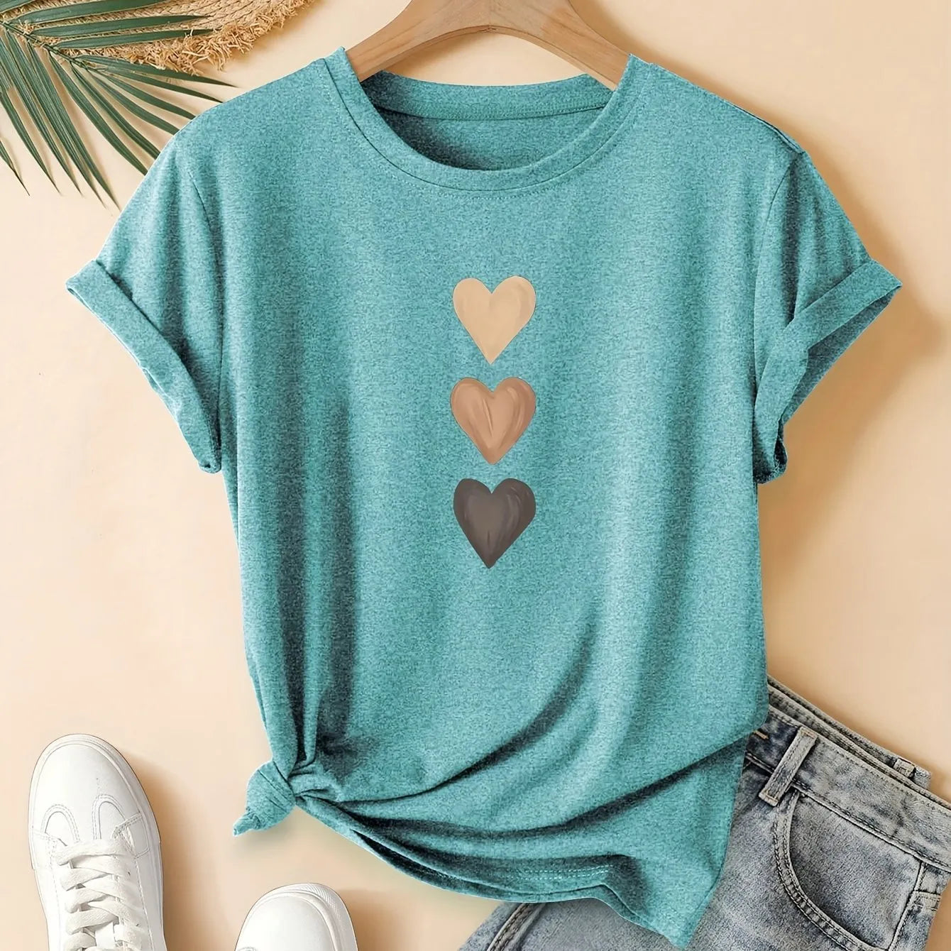 Women's pure cotton art retro t-shirt with Chinese style pattern in blue colour
