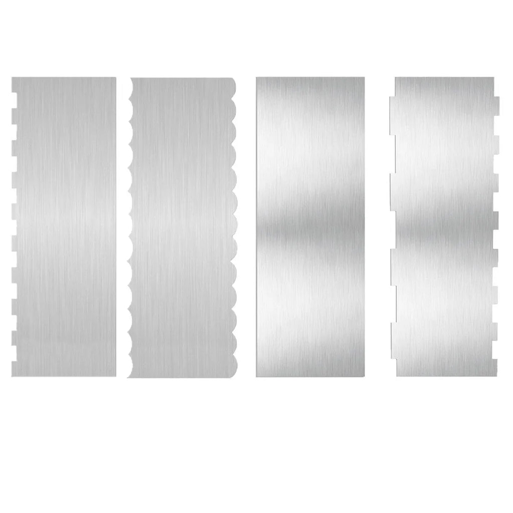 Stainless steel cream scraper with polygon pattern designs for cake decorating
