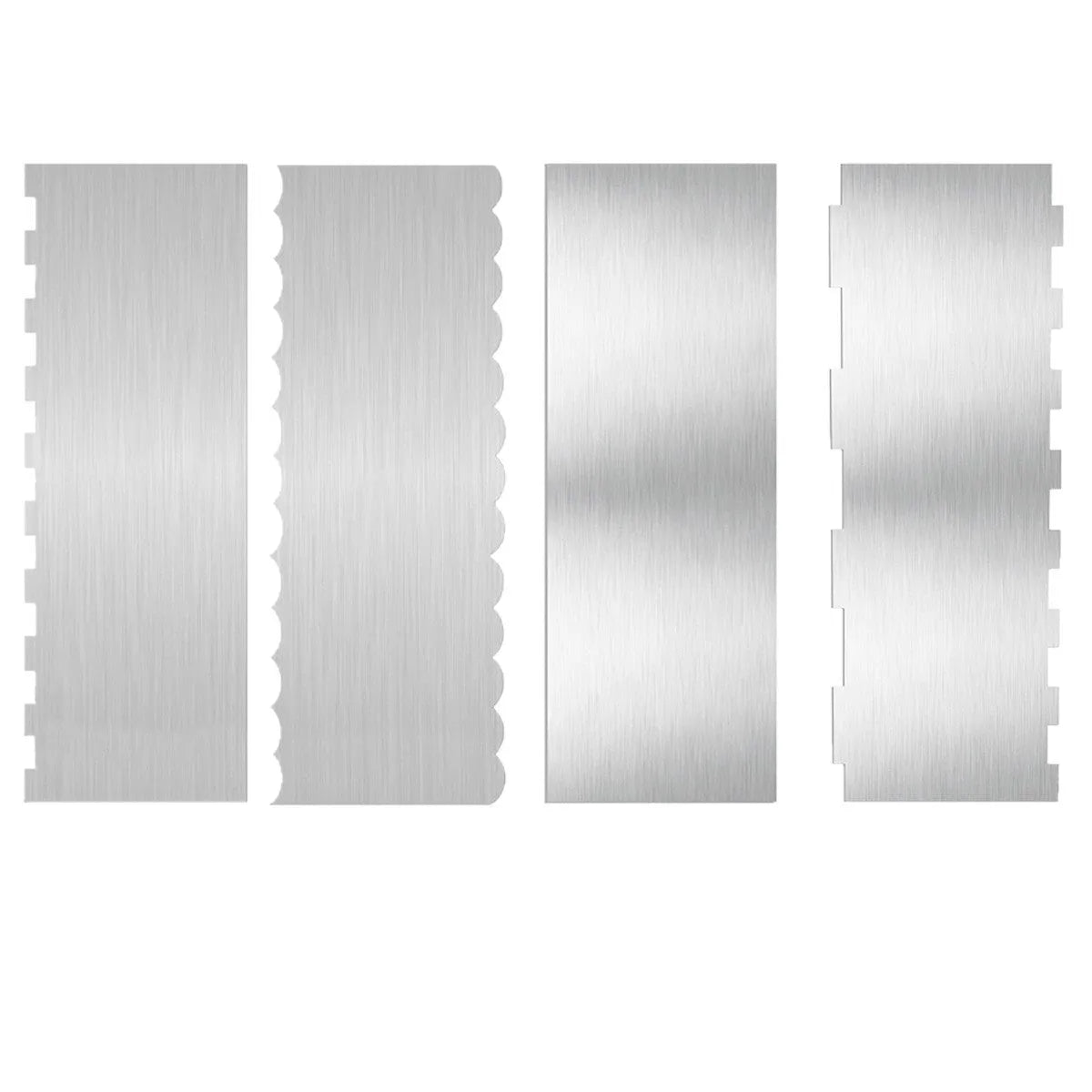 Stainless steel cream scraper with polygon pattern designs for cake decorating