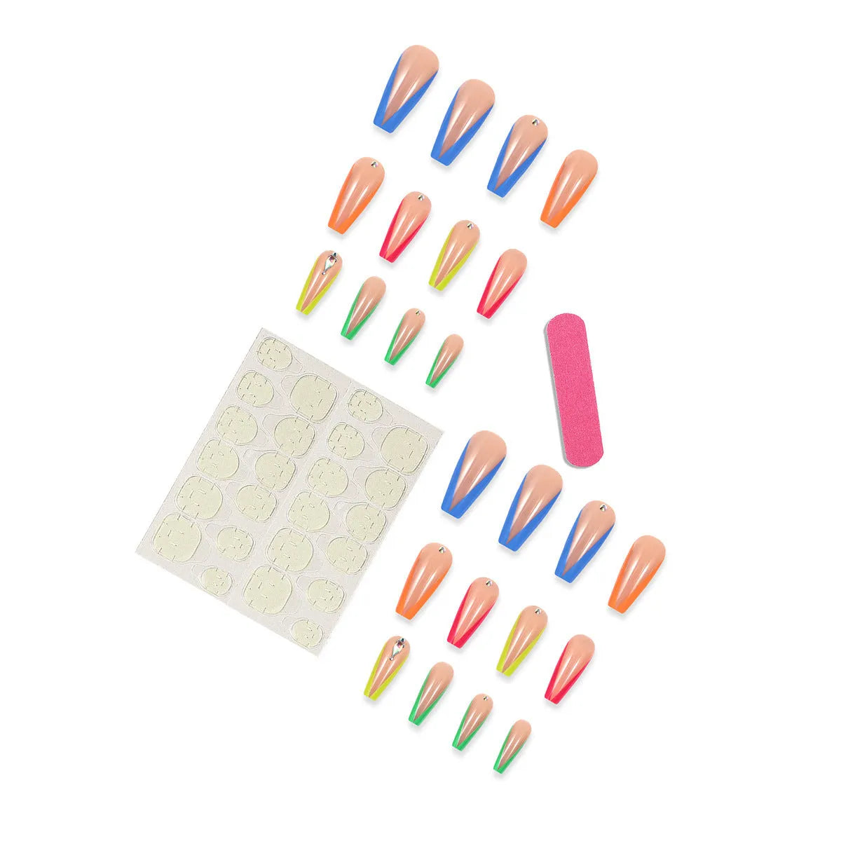 Diamond colour detachable nail tips with cartoon love cross heart design and jelly glue kit