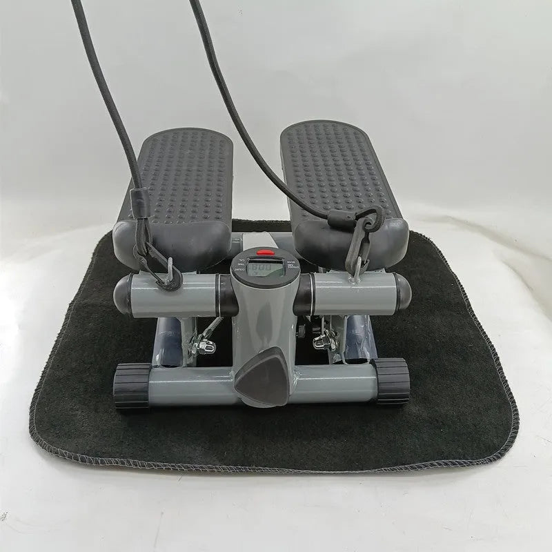 Silver grey hydraulic mini treadmill with pedal machine for home fitness workouts