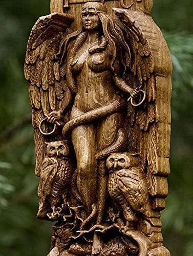 A detailed resin sculpture of a Greek goddess statue, 22 centimetres tall, for garden or altar decoration.