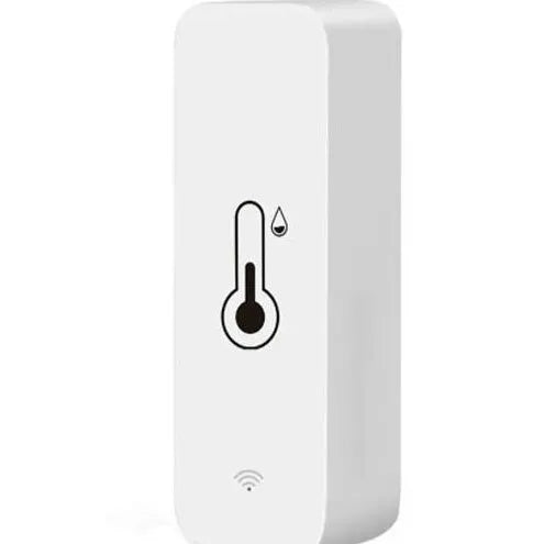 White WiFi Zigbee Tuya smart temperature humidity sensor with ABS housing measuring 72mm long