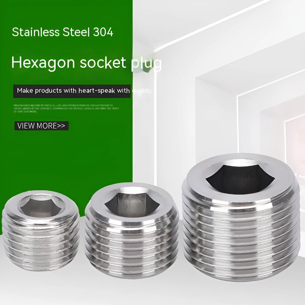 Stainless steel hexagon plug for 3/8 BSP pipe bulkhead fittings