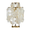 Shell design bedside table lamp in chrome or gold finish, 30cm diameter