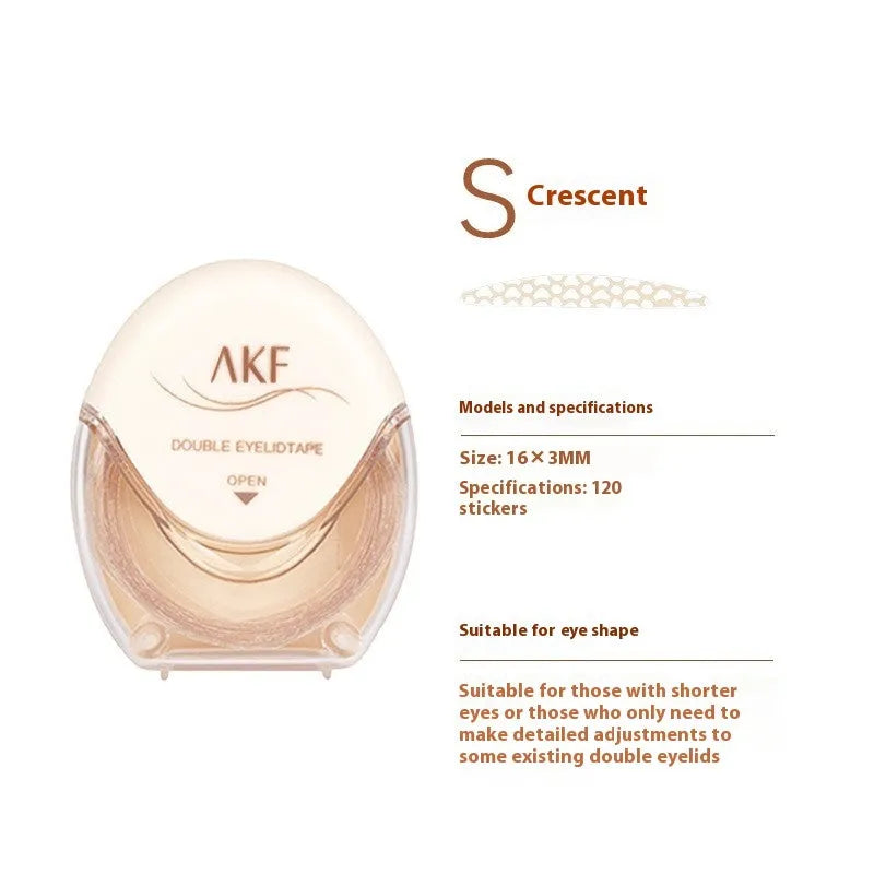 Roll of invisible lace double eyelid stickers in Crescent and Olive shapes, 120 patches.