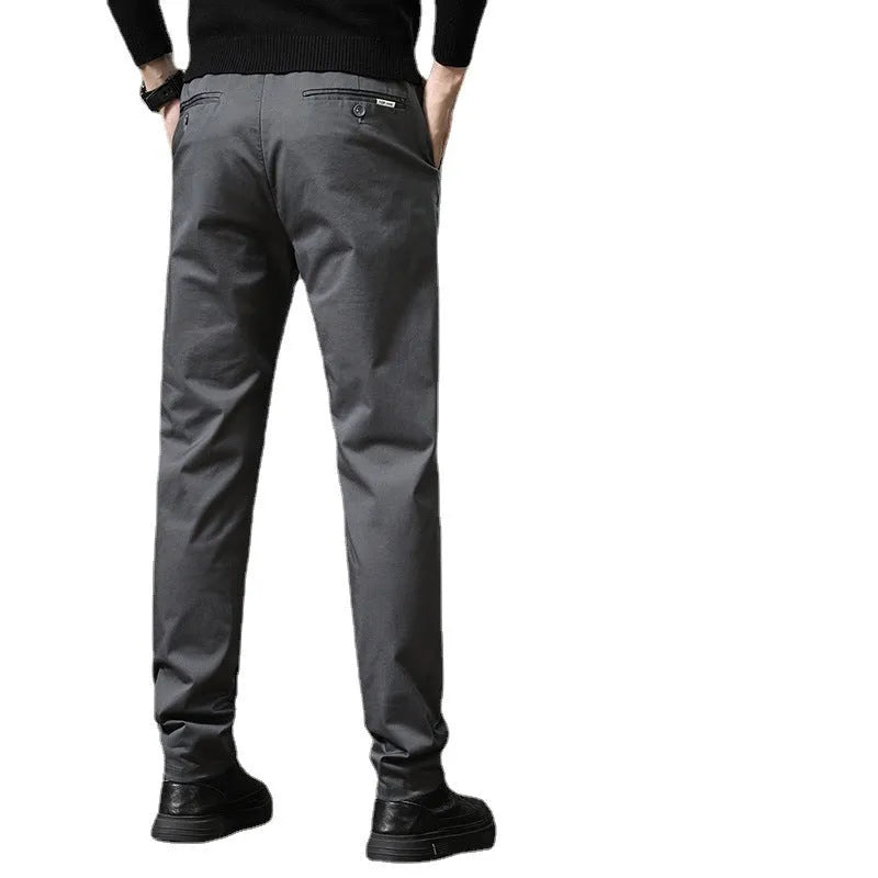 Combed cotton light business casual trousers for men in dark gray, mid-waist style