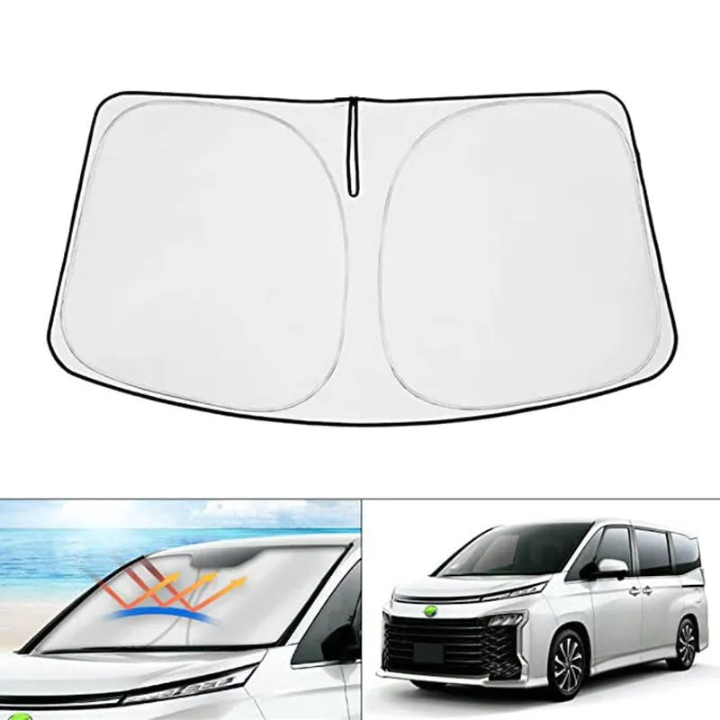 Silver tape car windshield sunshade cover for NOAH XOVY 90 series vehicle.