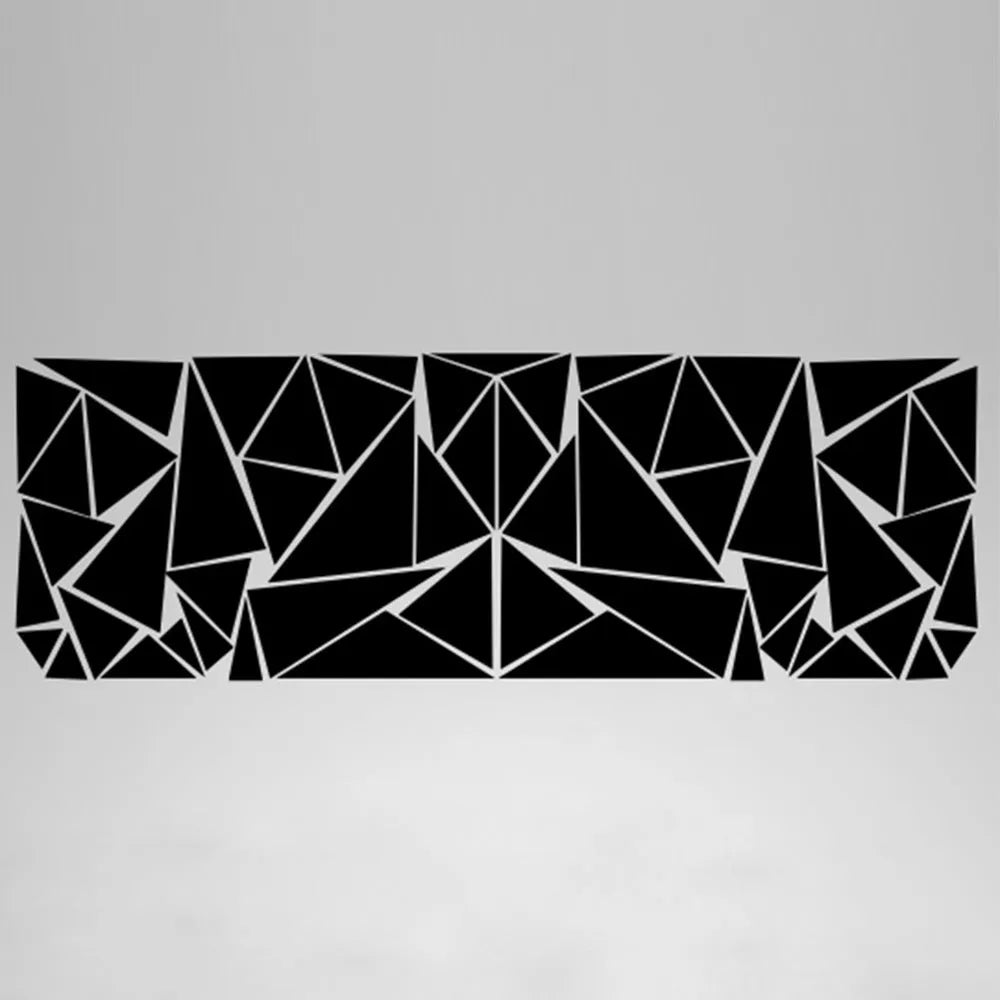 Large black geometric vinyl car sticker sheet for wheel arch decoration, measuring 200cm by 60cm.