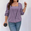 Women's solid colour V-neck long sleeve false two-piece suit in a loose ribbed fabric.
