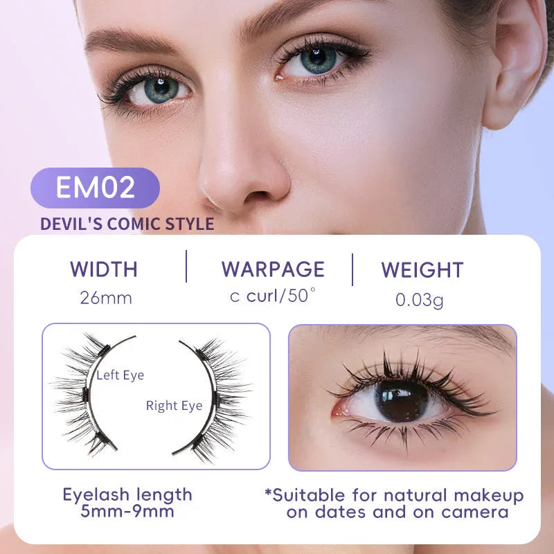 Natural magnetic suction false eyelashes soft mink hair daily wear one pair pink white clip