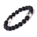 Tigereye Indian Agate Dog's Paw stone beaded bracelet in geometric unisex design.