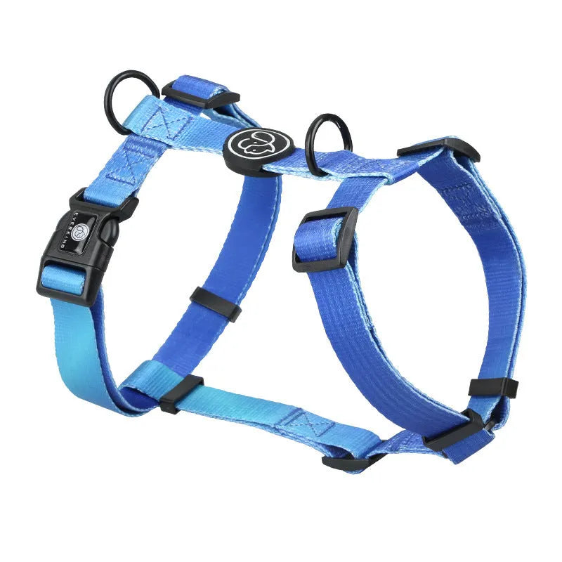 Gradient colour pet harness with chest and back straps in adjustable S, M, L sizes