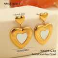 Women's stainless steel heart earrings with 18K gold electroplating and fritillary design elements