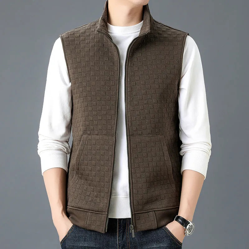 Men's sleeveless waistcoat vest in a cardigan style available in multiple colours.