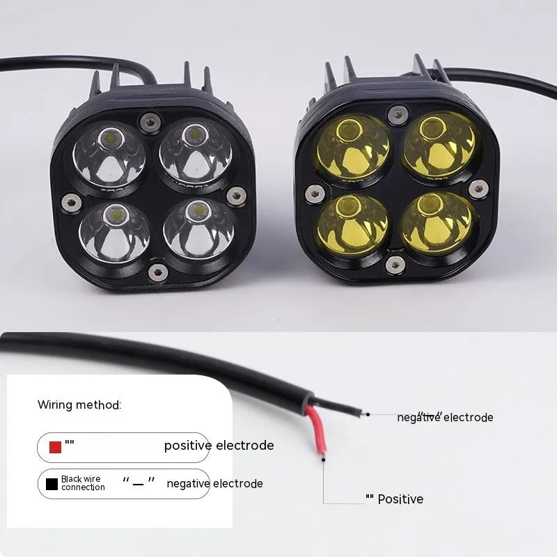 Four-leaf clover design motorcycle spotlight with aluminium base plate for vehicle modification