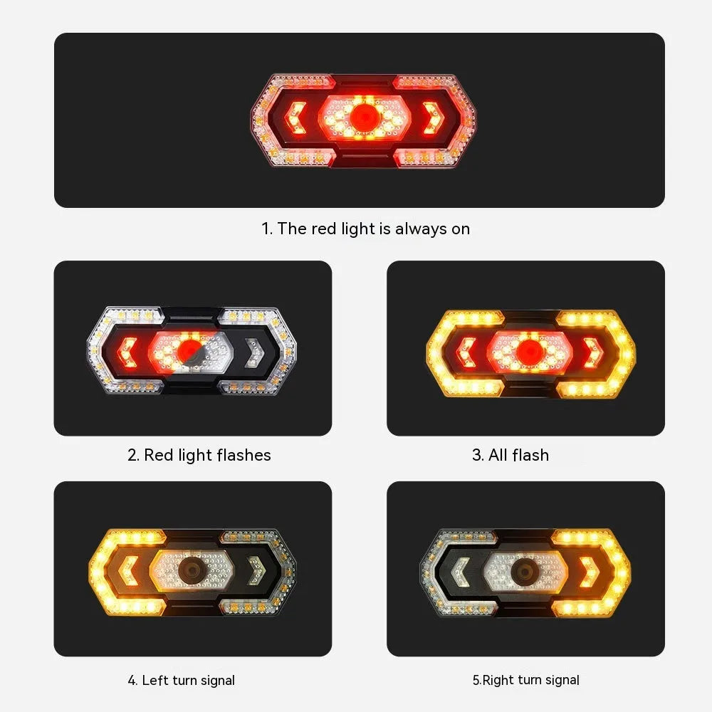 Black wireless remote control USB rechargeable waterproof motorcycle taillight