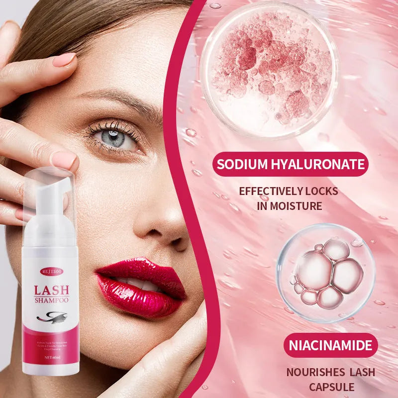 60ml lash shampoo mousse bottle for eyelash cleaning, 3.7cm diameter