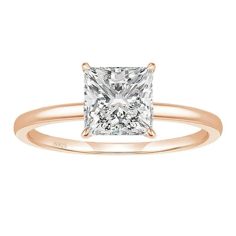 Simple geometric round 925 sterling silver women's ring in gold, rose gold, and silver colour options.