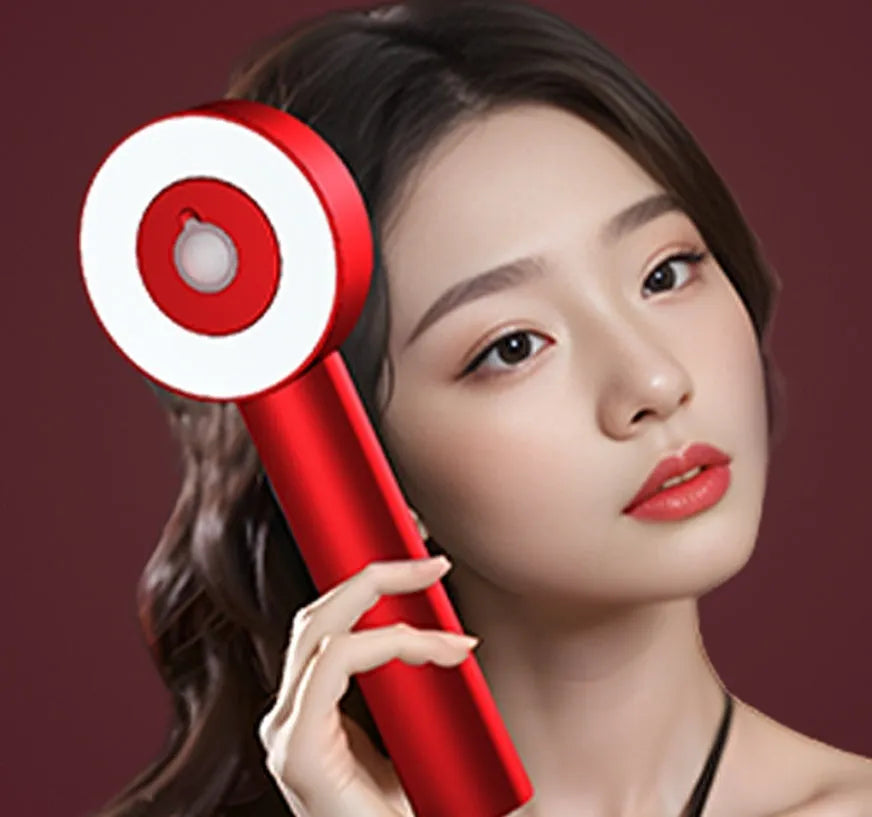 24cm red and blue light massage hair comb with Type-C charging port
