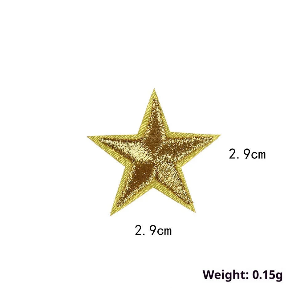 Five-pointed star embroidery label cloth stickers in assorted colours for clothing decoration