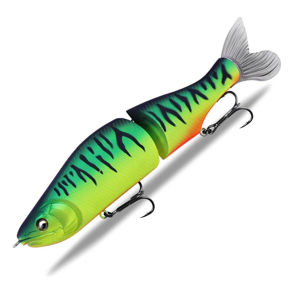 185mm plastic bass fishing swimming bait shown in one of fifteen available colours.