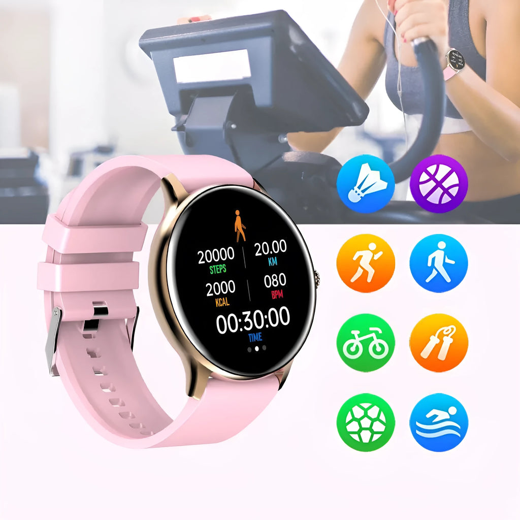Blood pressure health smart Bluetooth sports watch with 1.28-inch screen on silicone wristband