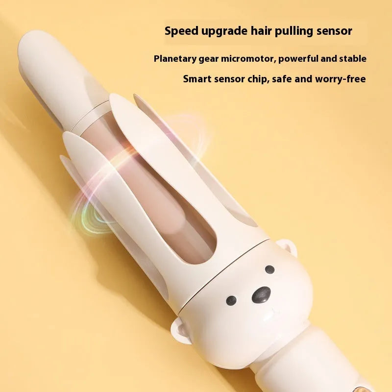 Beige anion automatic hair curler with wired power supply and hair stick accessory